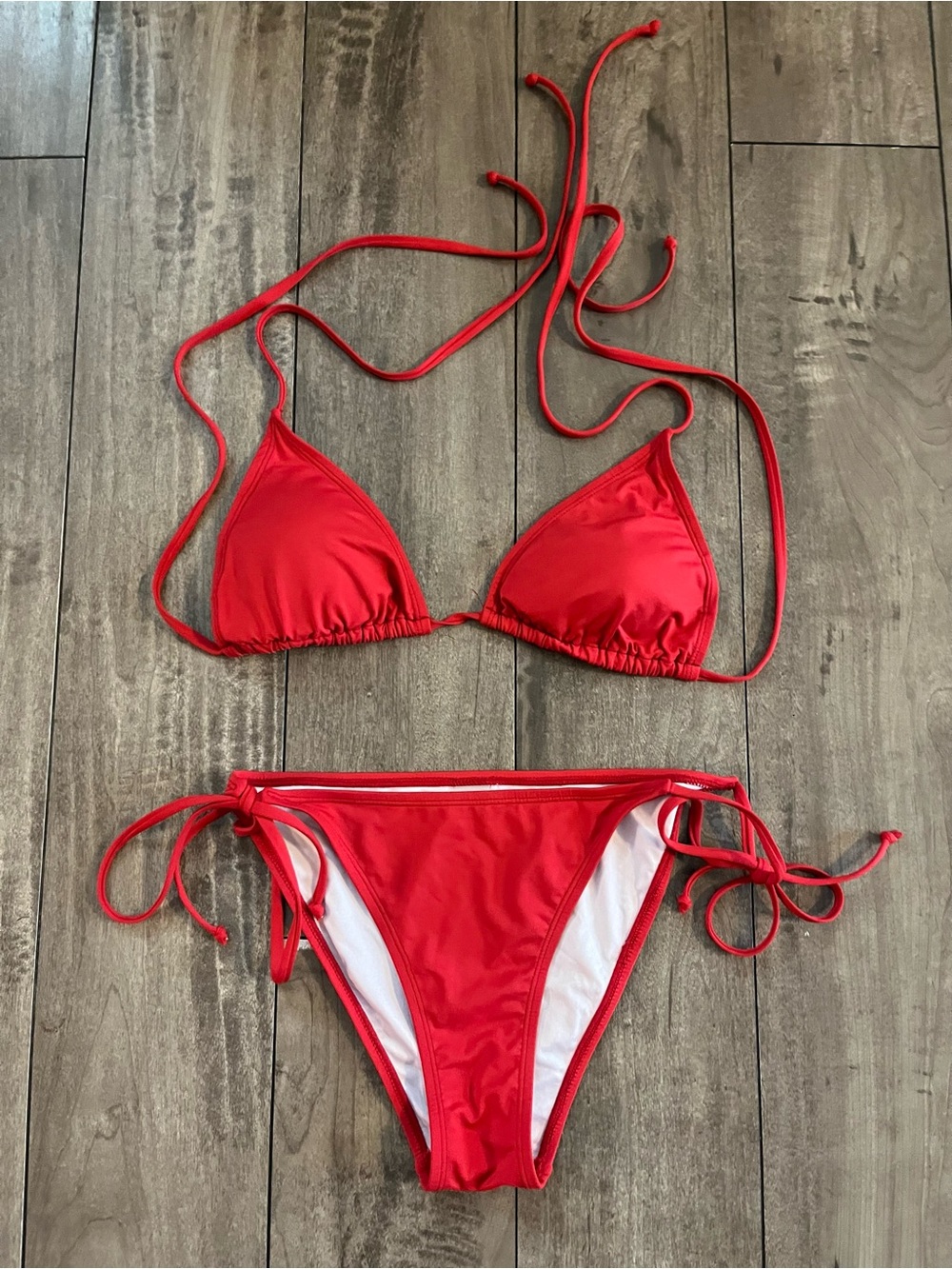 Red Triangle String Bikini Set